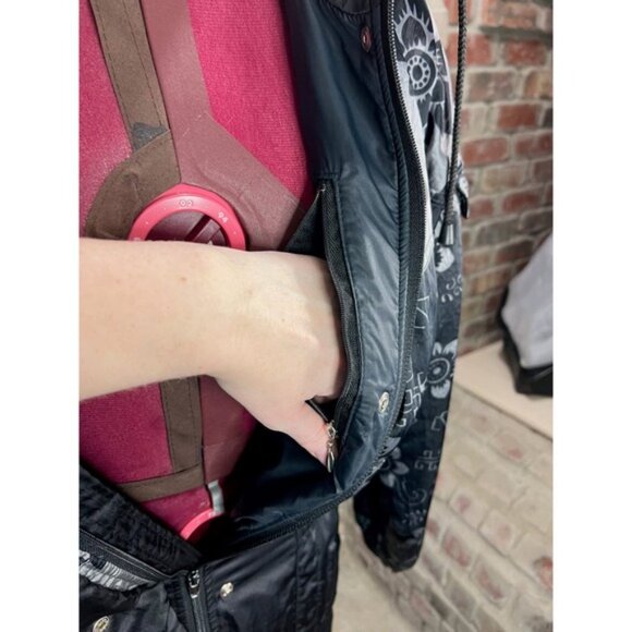 Ski Suit 1980s vintage snow suit black gray floral - Picture 11 of 16